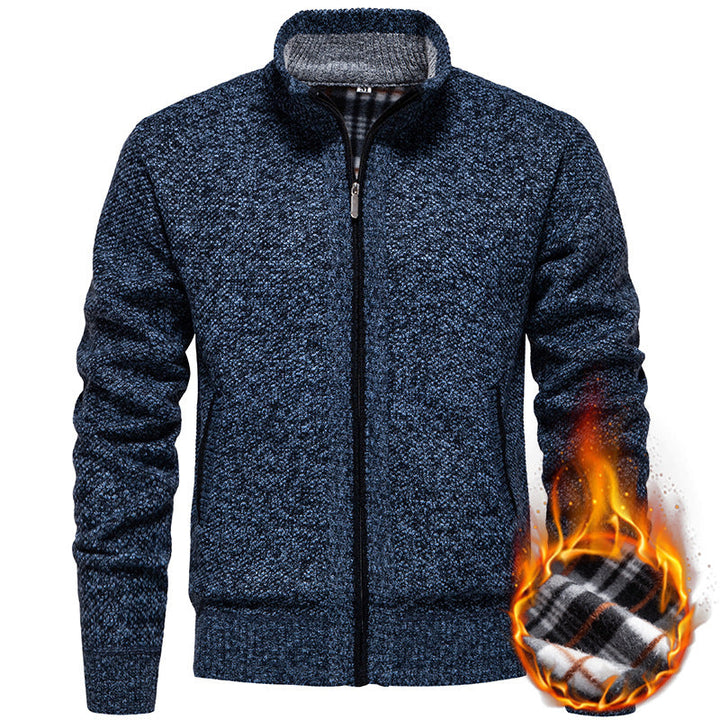 Herren Strickjacke mit hohem Kragen und praktischem Reißverschluss Drune