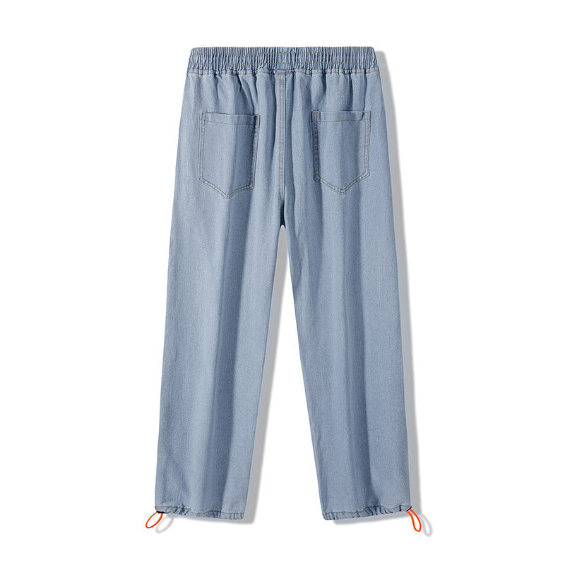 Herren Weite Denim-Jogginghose mit Elastbund, Tunnelzug & verstellbaren Beinabschlüssen Drune