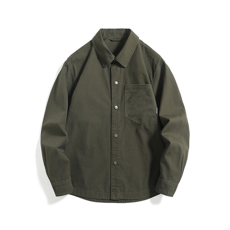 Herren Ripstop-Overshirt mit Druckknopfleiste, geradem Schnitt und Brusttasche Drune