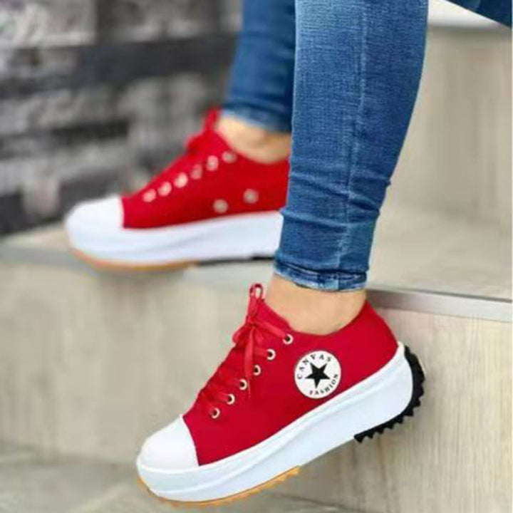 Damen Canvas-Plateau-Sneaker mit gezackter Profilsohle Drune