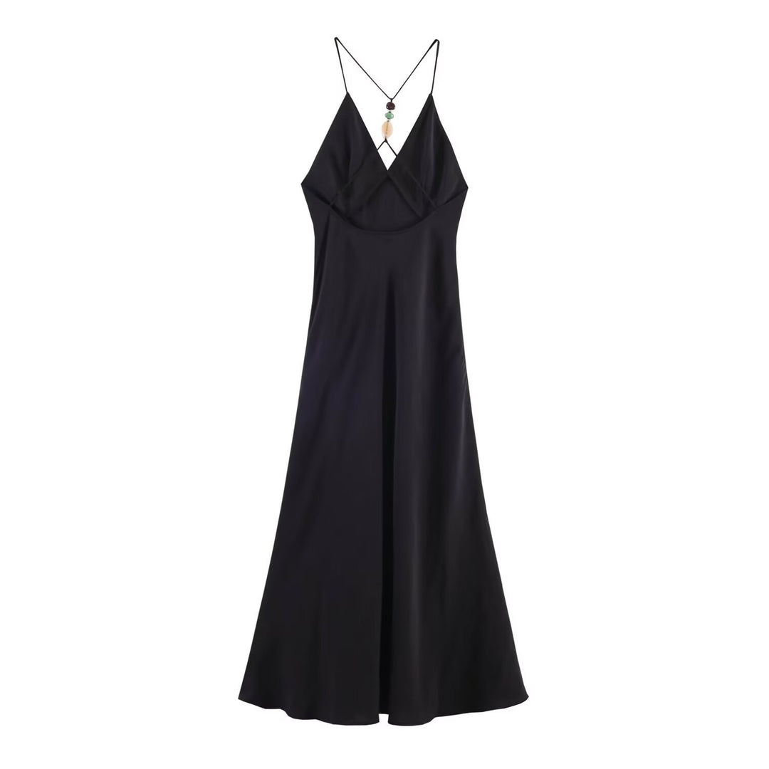 Damen Maxikleid mit verstellbaren Trägern und elegantem Rückenausschnitt Drune