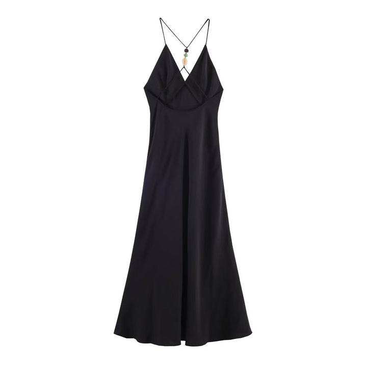 Damen Maxikleid mit verstellbaren Trägern und elegantem Rückenausschnitt Drune