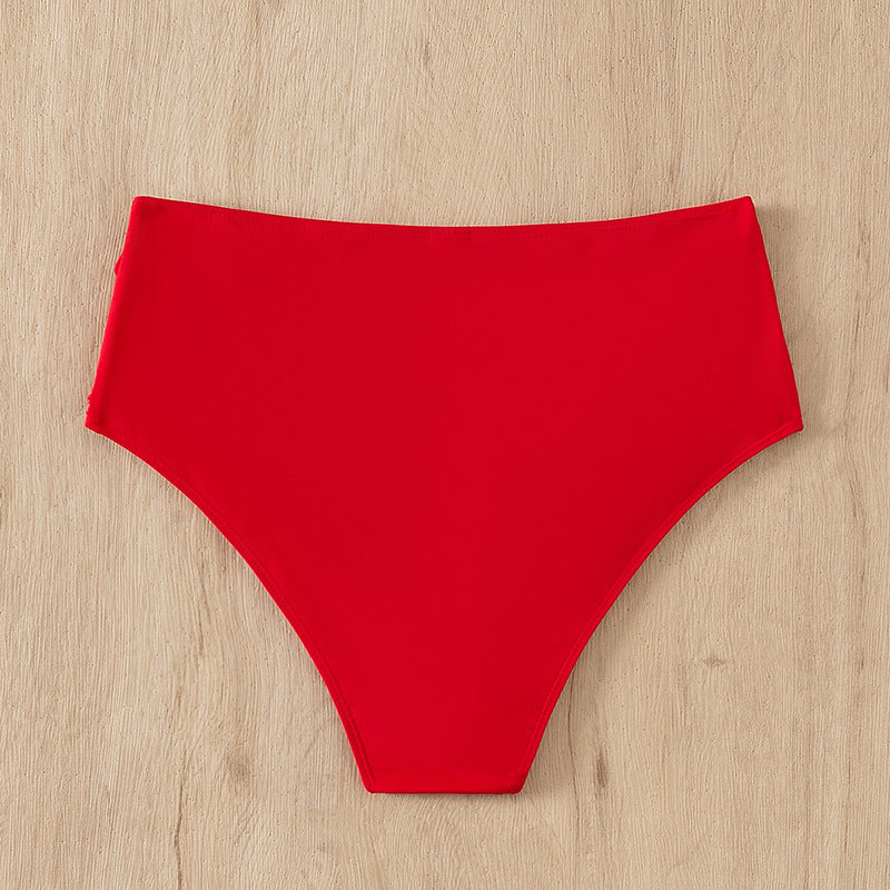 Damen Hohe Taille Bikinihose mit Rüschendesign Drune