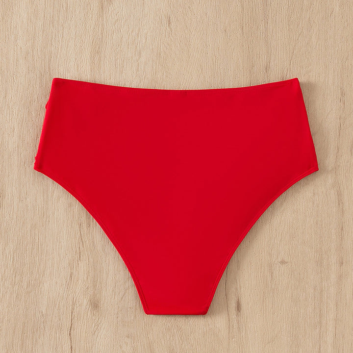 Damen Hohe Taille Bikinihose mit Rüschendesign Drune