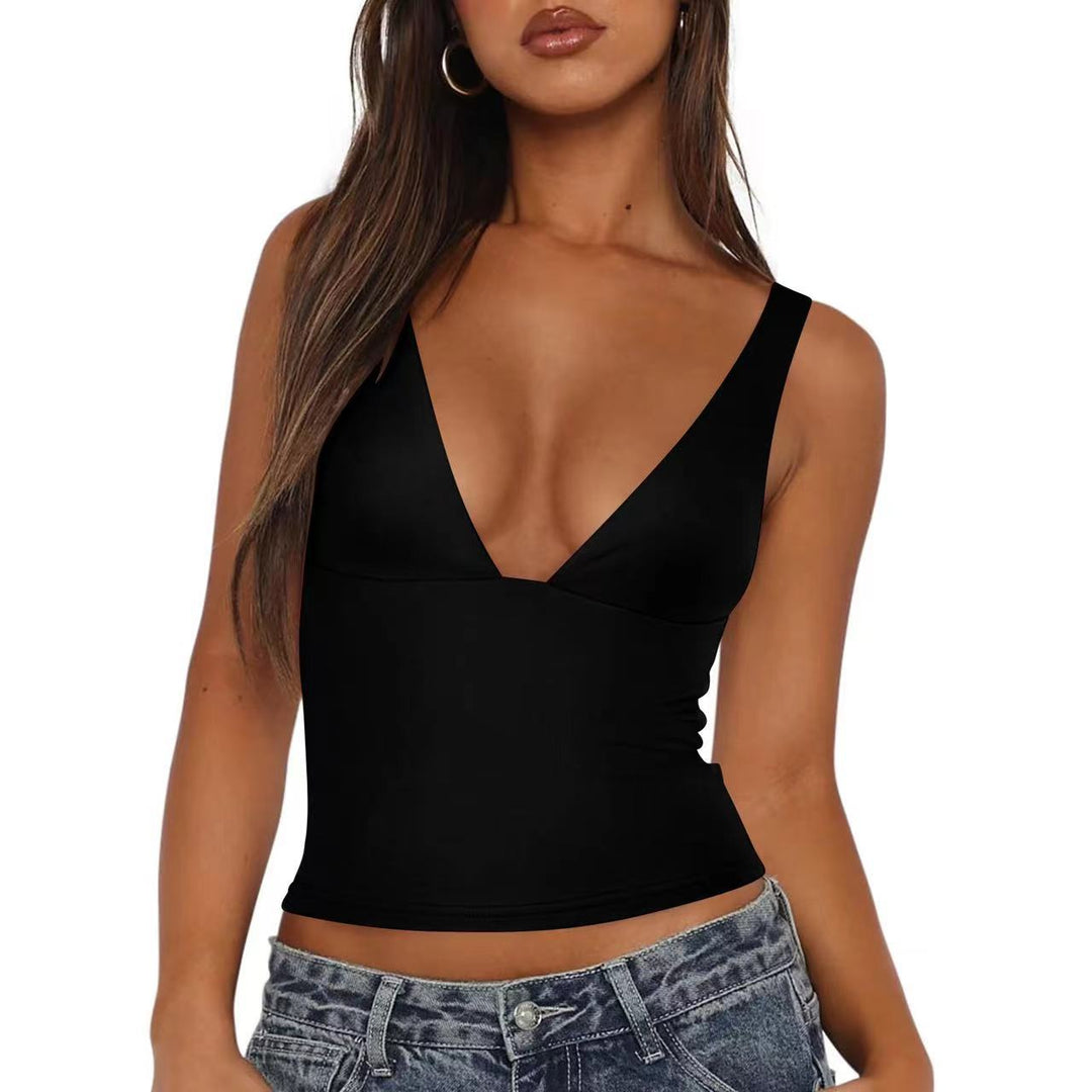Damen figurbetontes V-Ausschnitt Top Drune