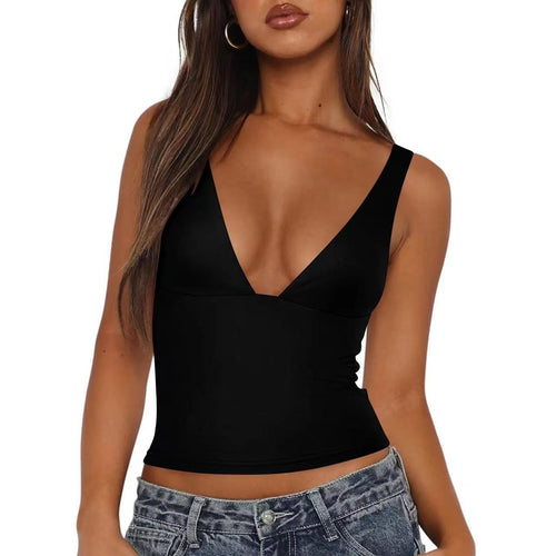 Damen figurbetontes V-Ausschnitt Top Drune