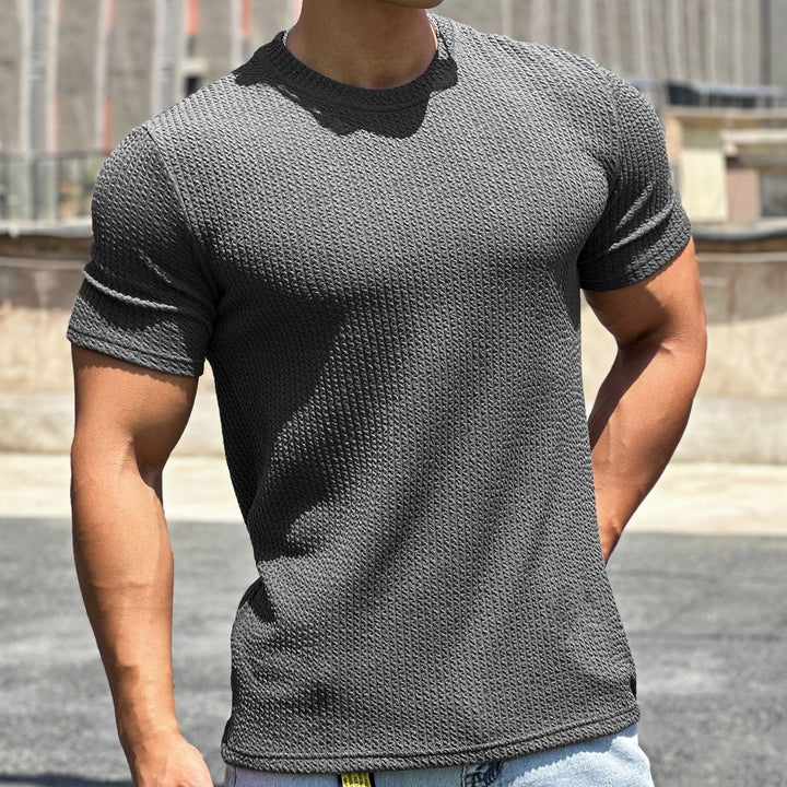 Herren strukturiertes T-Shirt in schlanker Passform mit Rundhalsausschnitt Drune