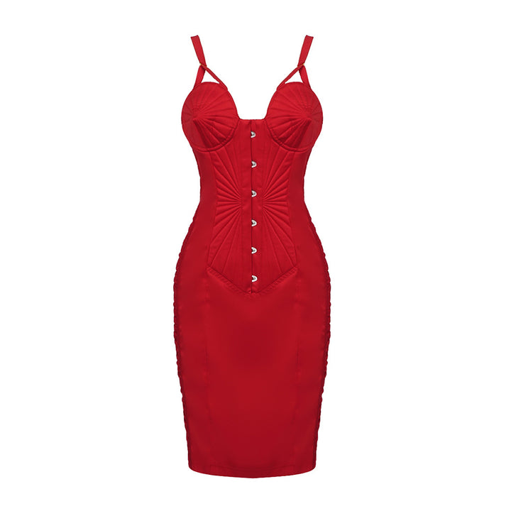 Damen figurbetontes Kleid mit raffinierten Details und schimmerndem Stoff Drune