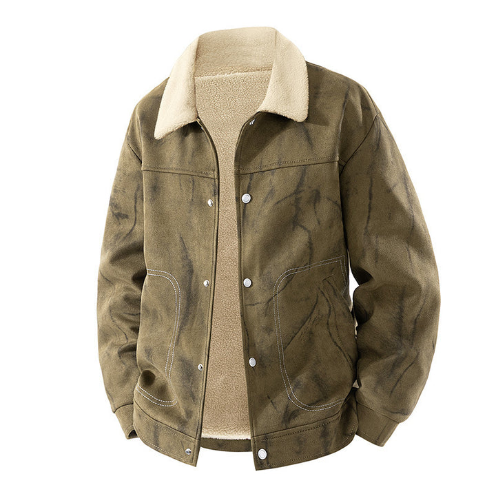 Herren Lässige Jeansjacke mit warmem Futter Drune