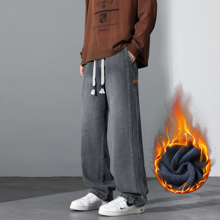 Herren Weite Vintage-Denim-Freizeithose mit Tunnelzug und relaxed Fit Drune