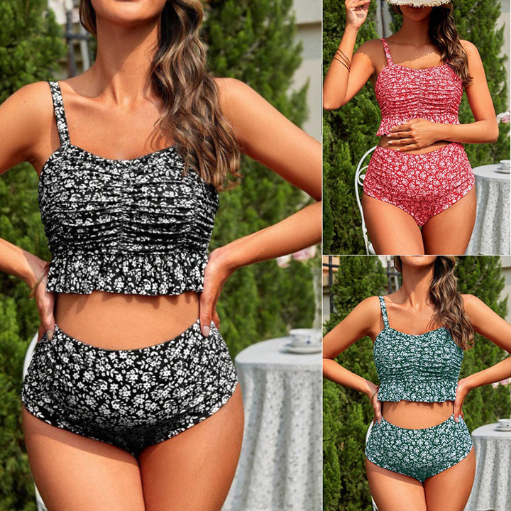 Drune | Damen Tankini-Set mit verspielter Raffung und hohem Beinausschnitt