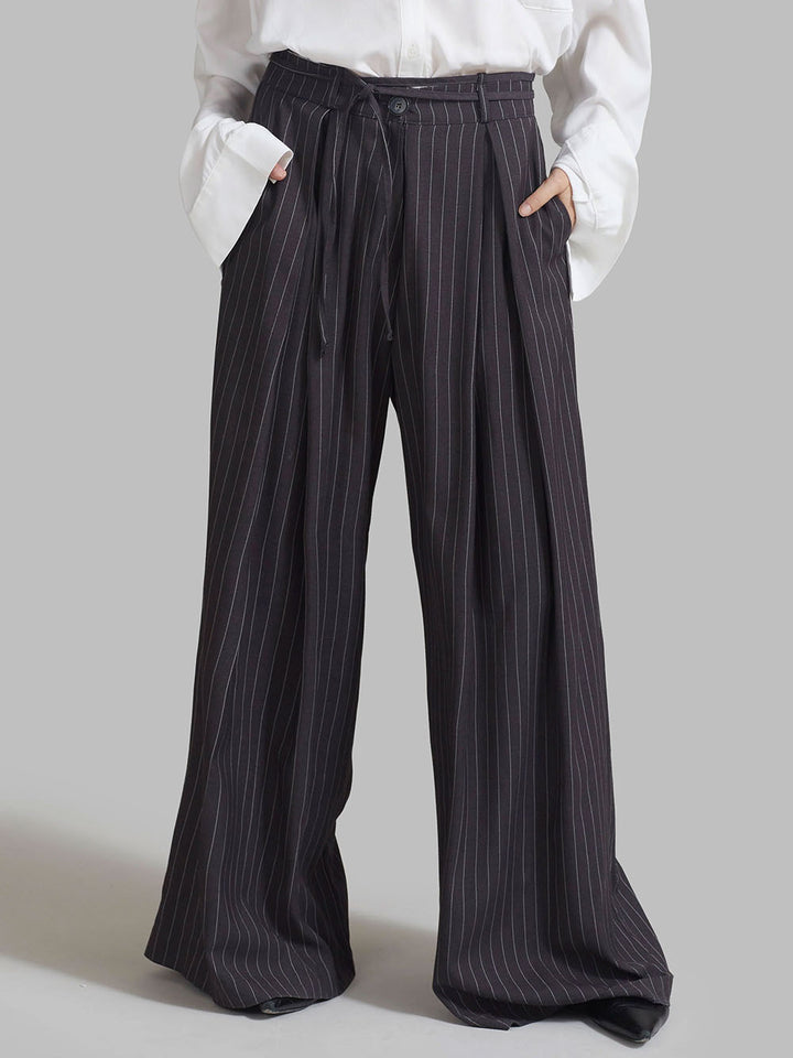 Damen Weitgeschnittene Pluderhose mit feinen Streifen Drune