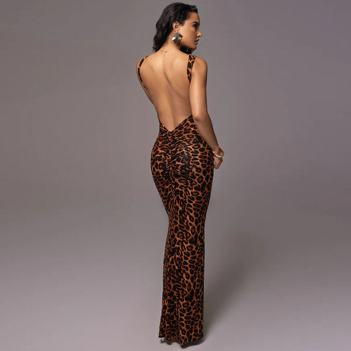 Damen Figurbetontes Animal-Print Kleid Drune