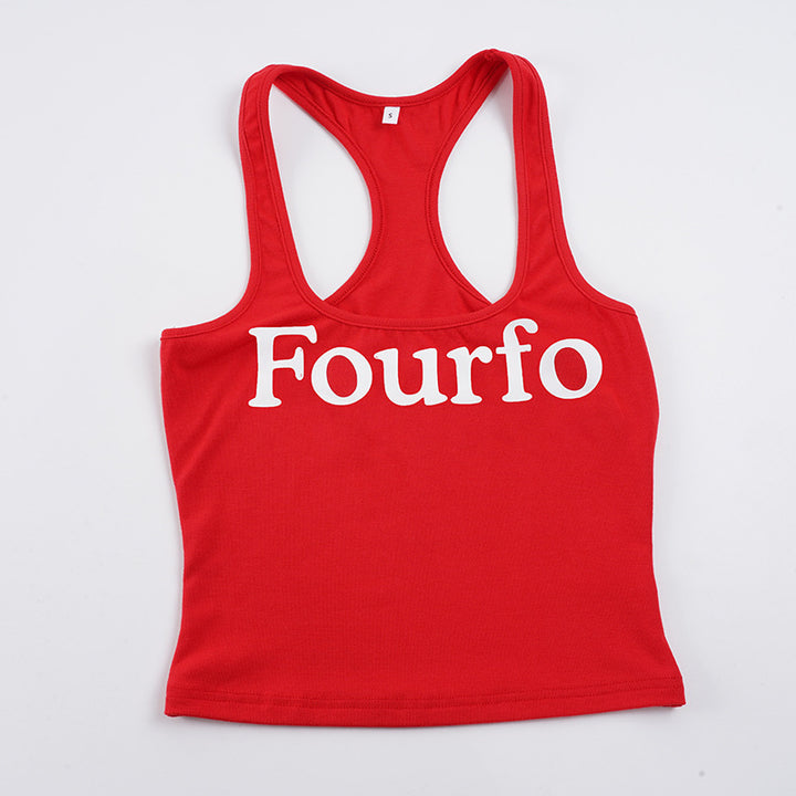 Damen Tanktop mit sportlichem Schnitt und großem Print Drune