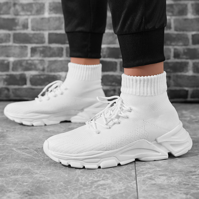 Damen Strick‑Sockensneaker mit hohem Schaft, gepolsterter Plateau‑Laufsohle und elastischem Schnürsystem Drune