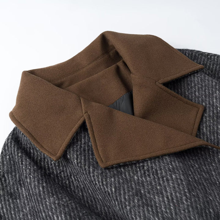 Damen Wollmix-Mantel mit Bindegürtel und großem Kontrast-Revers Drune
