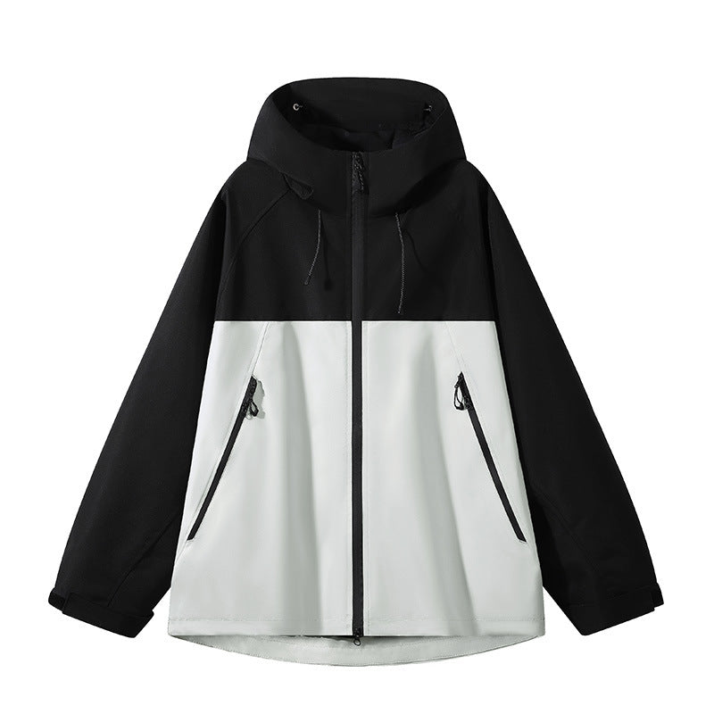 Herren elastische Softshell-Hoodiejacke mit ergonomischem Raglanschnitt, Zwei-Wege-Reißverschluss und verstellbaren Klettmanschetten Drune