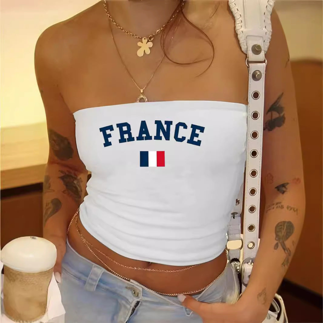 Damen Bandeau-Oberteil mit sportlichem Frankreich-Design Drune