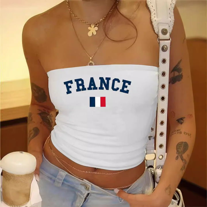 Damen Bandeau-Oberteil mit sportlichem Frankreich-Design Drune