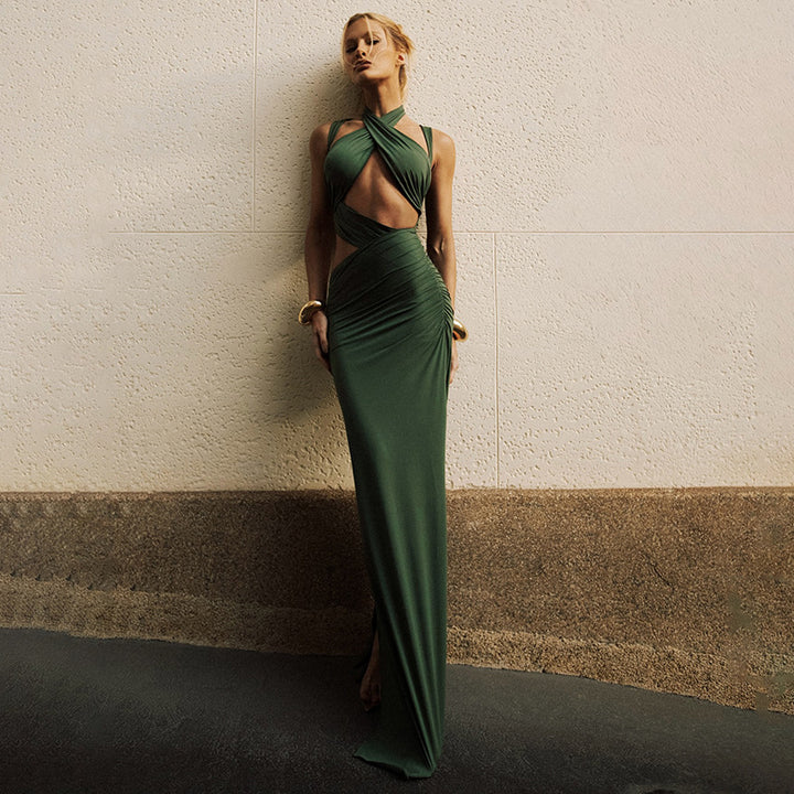 Damen Elegantes Maxikleid mit raffinierten Drapierungen und schlankem Schnitt Drune