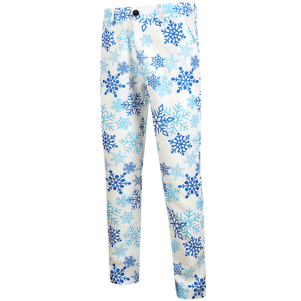 Herren weihnachtliches dreiteiliges Anzugset mit Sakko, Weste und Hose im Allover-Rentier‑Tannenmuster Drune
