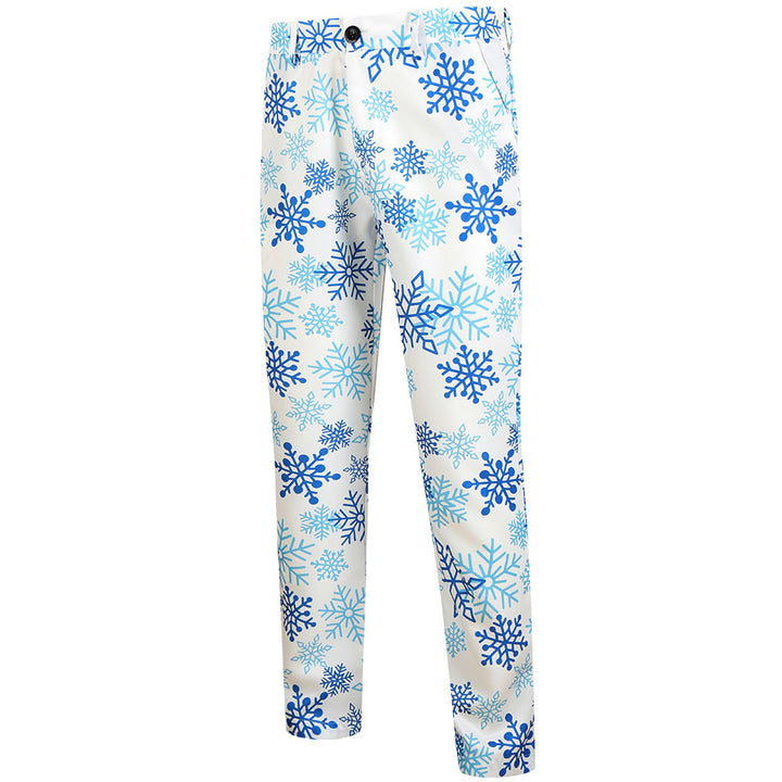 Herren weihnachtliches dreiteiliges Anzugset mit Sakko, Weste und Hose im Allover-Rentier‑Tannenmuster Drune