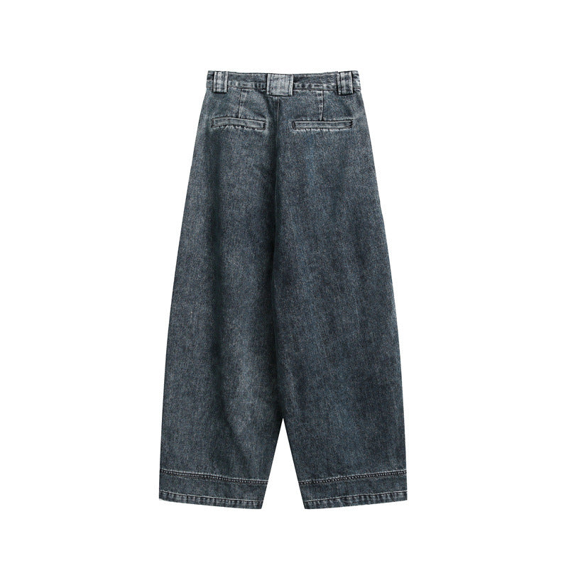 Damen High‑Waist Weite Denim-Culotte mit Teilungsnähten Drune