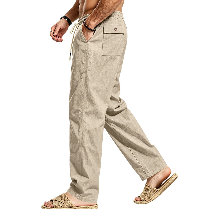 Herren Leichte Relax-Hose mit elastischem Bund, Kordelzug und aufgesetzter Cargotasche Drune