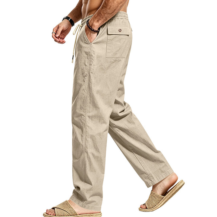 Herren Leichte Relax-Hose mit elastischem Bund, Kordelzug und aufgesetzter Cargotasche Drune