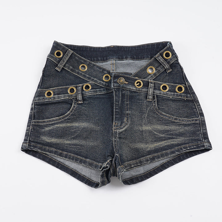 Damen Flared Jeans mit einzigartigen Knopfdetails und raffinierten Applikationen Drune