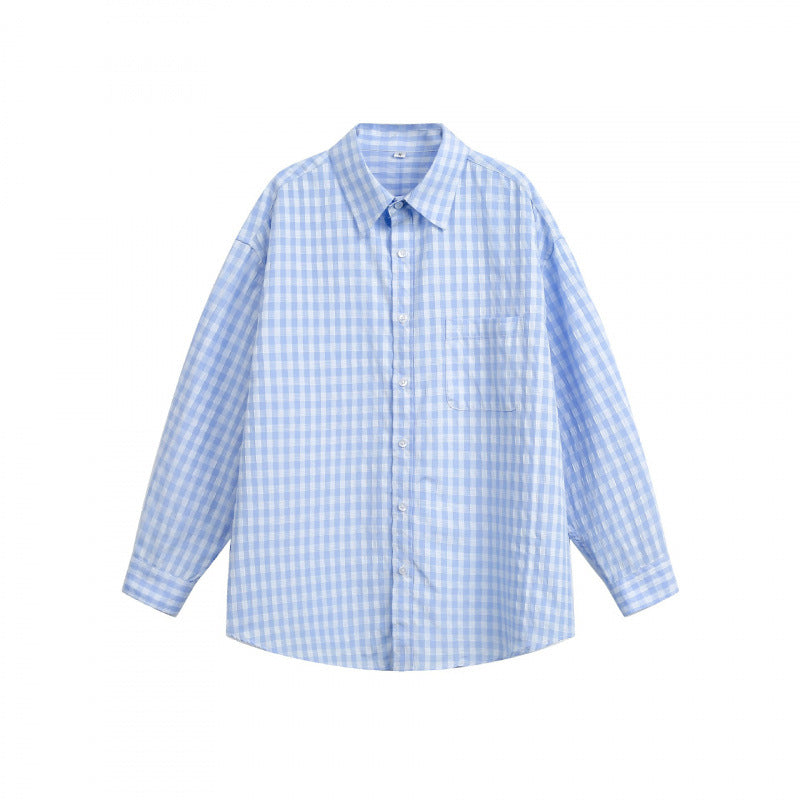 Damen Weites Oversize-Karohemd mit Brusttasche und abgerundetem Saum Drune