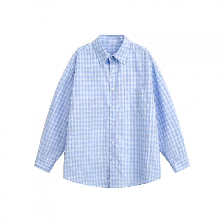 Damen Weites Oversize-Karohemd mit Brusttasche und abgerundetem Saum Drune