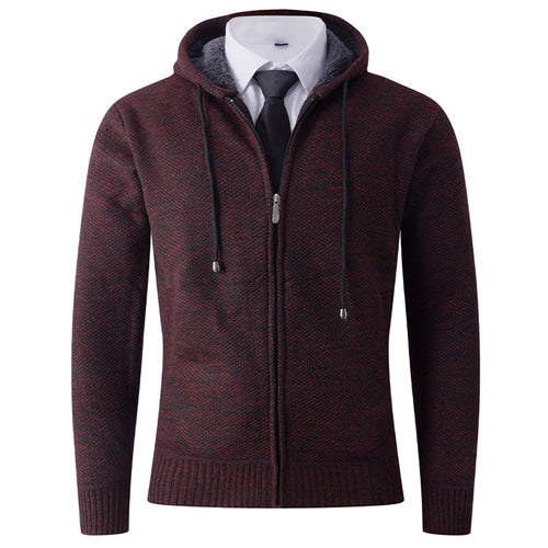 Herren modische Strickjacke mit Kapuze und Reißverschluss Drune