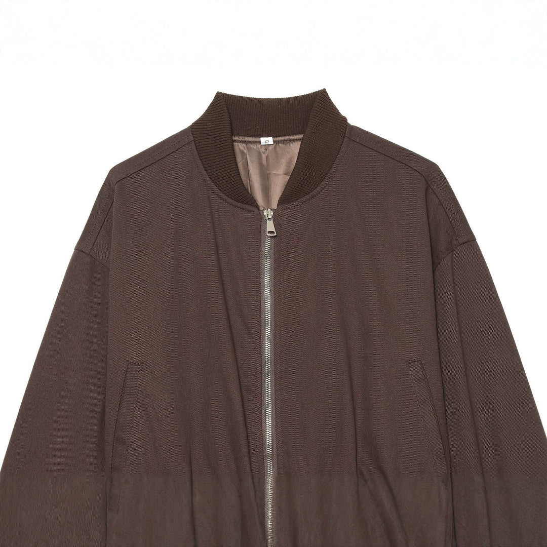 Damen nan kurzes Bomberjacke-Cropped mit breitem Rippenbund, Metallreißverschluss und oversized Ärmeln Drune