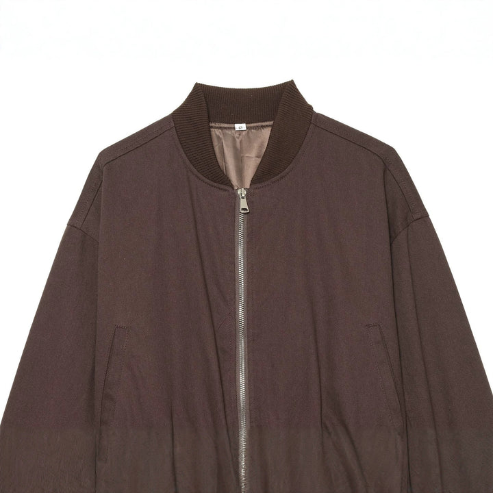 Damen nan kurzes Bomberjacke-Cropped mit breitem Rippenbund, Metallreißverschluss und oversized Ärmeln Drune