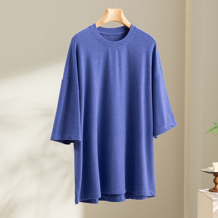 Herren Oversized T-Shirt aus hochwertigem Baumwollmix mit überschnittener Schulter und lockerem Fall Drune