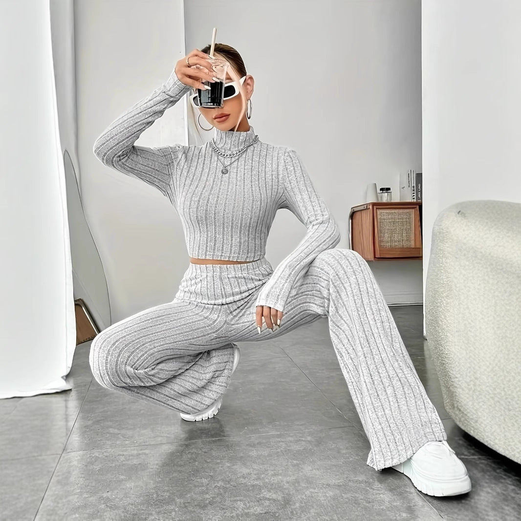 Damen Komfortables Zweiteiliges Strick-Loungewear-Set Drune