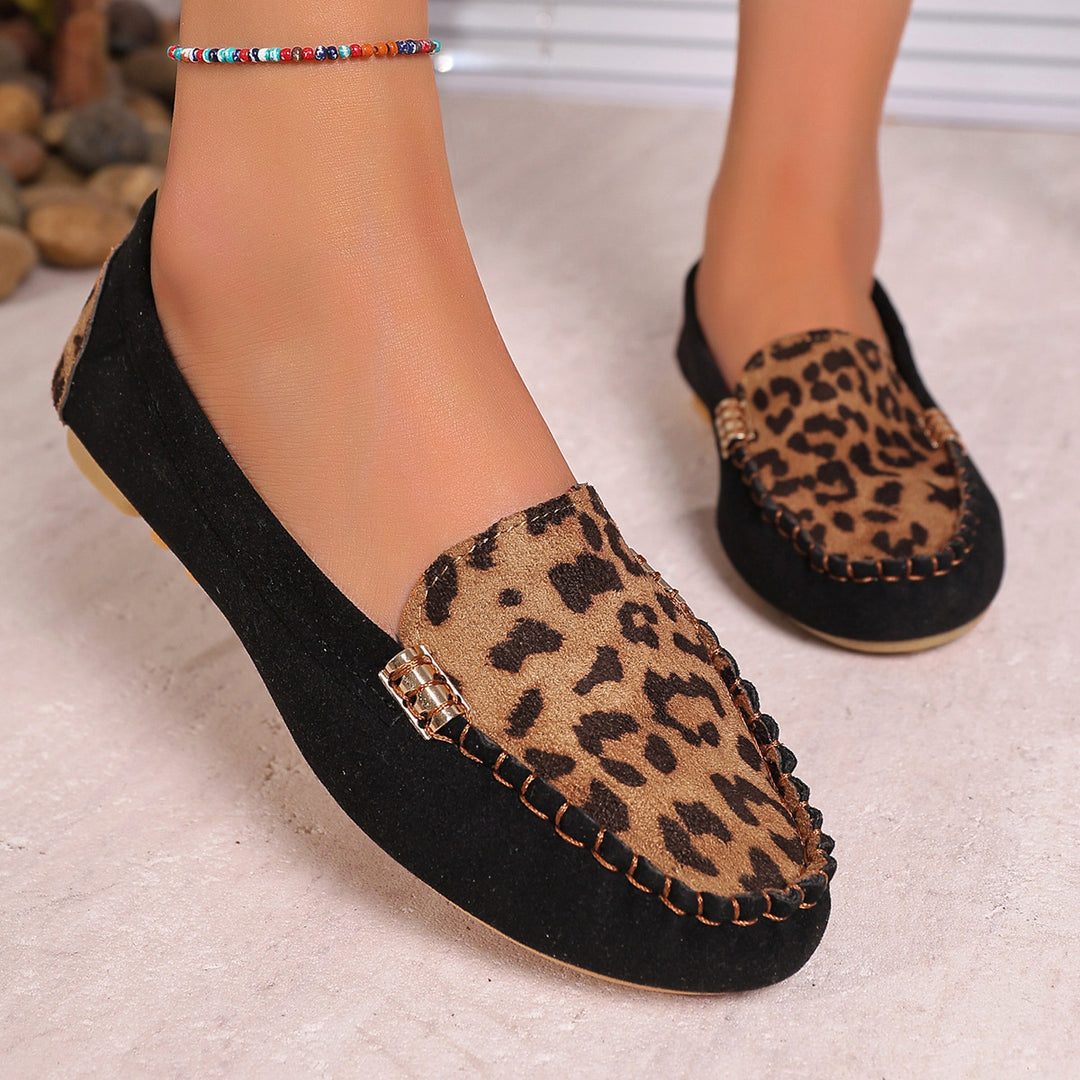 Damen Metallic Mokassin mit Noppenlaufsohle und Ziermetalldetail Drune