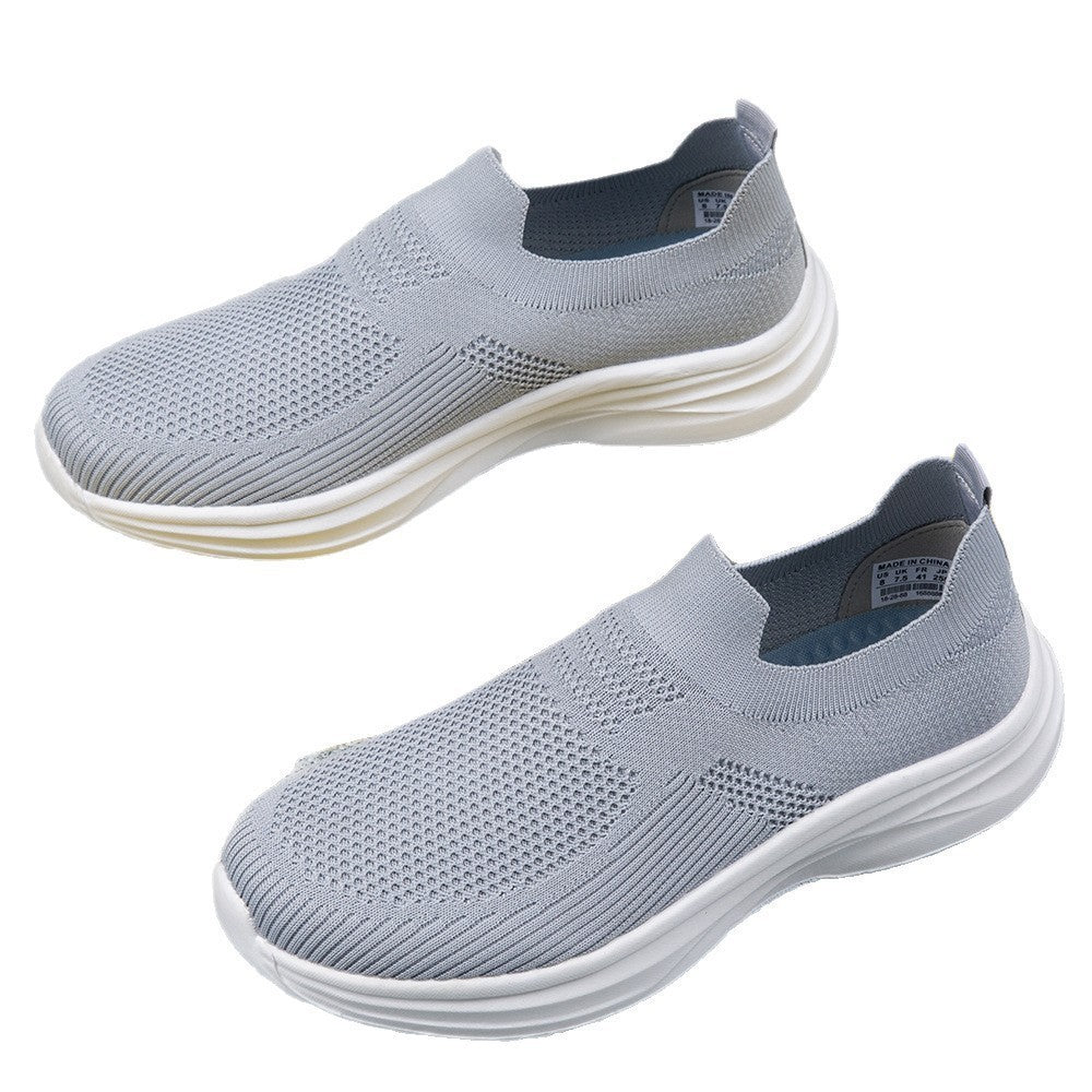 Damen nan gestrickter Sockensneaker mit stoßdämpfender Keilsohle und nahtlosem Slip-On Drune