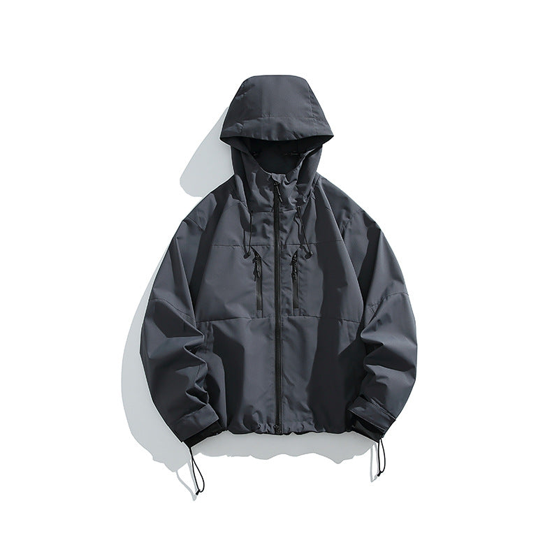 Herren Technische Regen-Softshell-Jacke mit Kapuze, Reißverschluss und verstellbarem Saum Drune