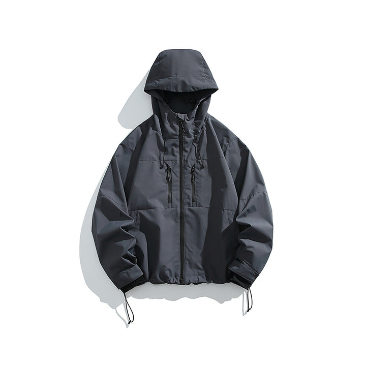 Herren Technische Regen-Softshell-Jacke mit Kapuze, Reißverschluss und verstellbarem Saum Drune