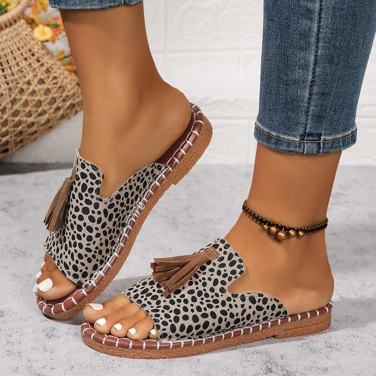 Damen Offene Pantoletten mit Quaste im Espadrille‑Stil Drune