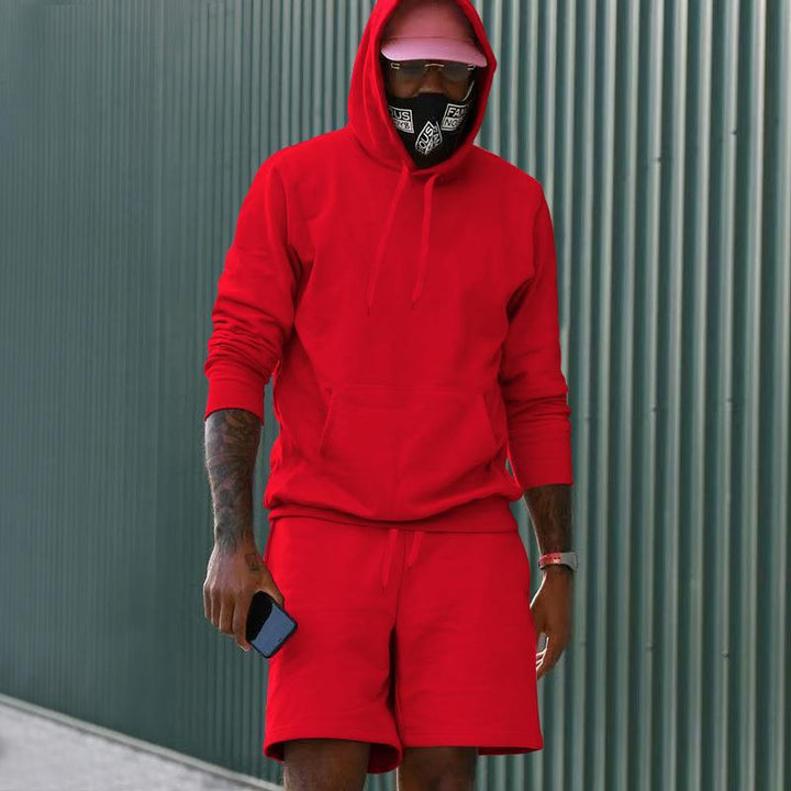 Drune Herren Hoodie-Shorts-Set mit Kängurutasche