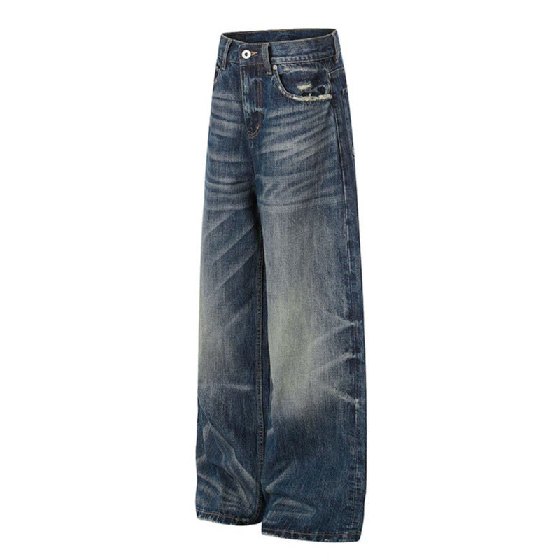 Damen Weite High‑Waist Jeans-Culotte mit Vintage-Waschung und Used‑Effekt Drune