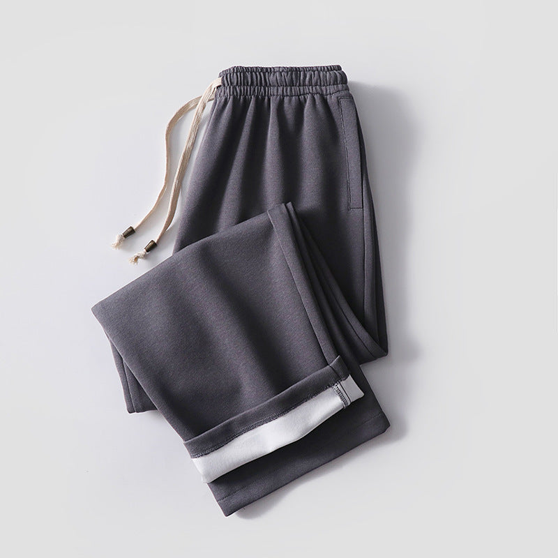Unisex Gefütterte Fleece-Jogginghose mit elastischem Bund Kordelzug und schmalem Knöchelbündchen Drune