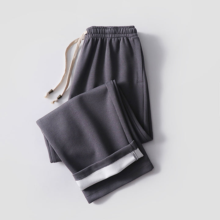 Unisex Gefütterte Fleece-Jogginghose mit elastischem Bund Kordelzug und schmalem Knöchelbündchen Drune