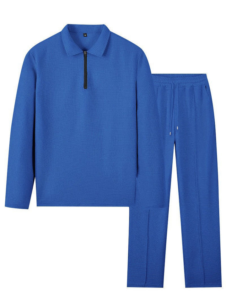 Herren Sportliches Relaxed-Fit Freizeitset mit Stehkragen Drune