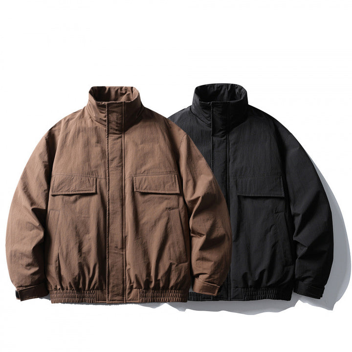 Herren Boxy-Fieldjacke mit hohem Stehkragen, wattierter Innenlage und aufgesetzten Pattentaschen Drune