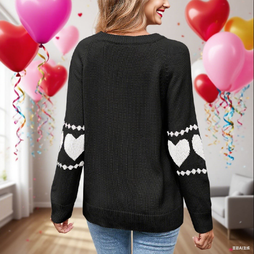 Damen Strickpullover mit Herzmotiv und farbenfrohen Akzenten Drune