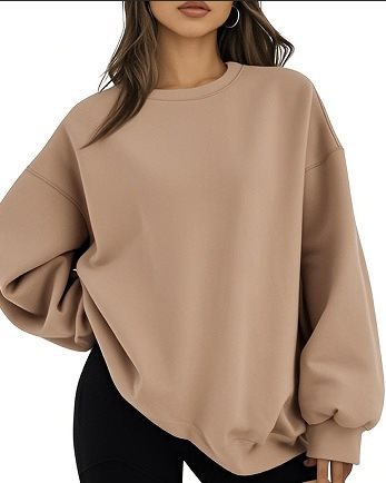 Damen Oversized Sweatshirt mit Rundhalsausschnitt, extraweichem French‑Terry und überschnittener Schulter Drune